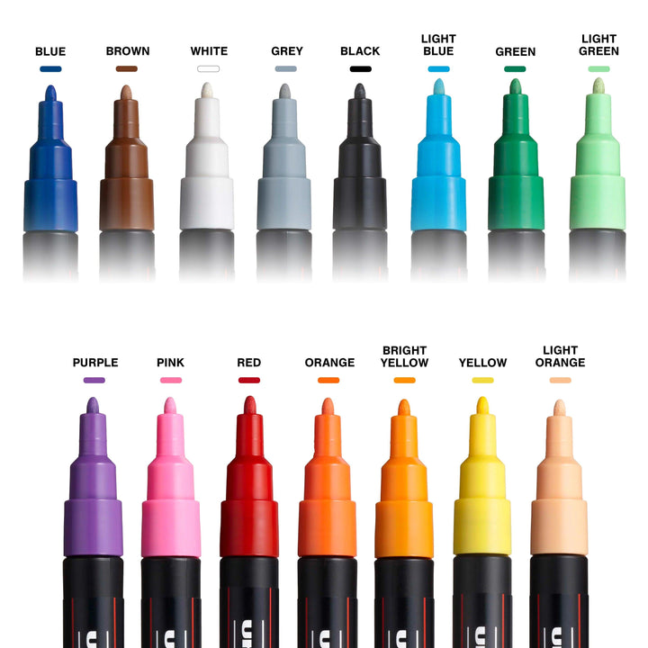 Uni POSCA Marker Pen Set 15 Colored Acrylic Paint - Countless Moments