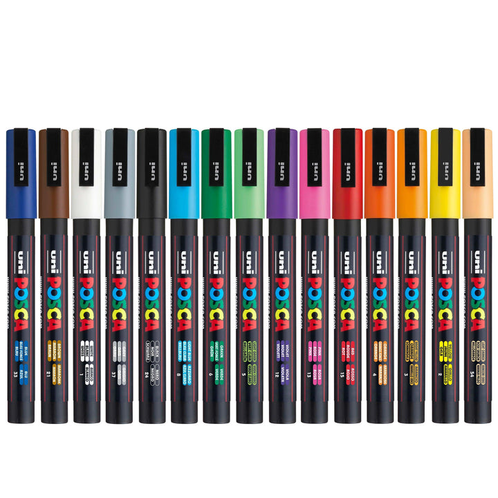 Uni POSCA Marker Pen Set 15 Colored Acrylic Paint - Countless Moments