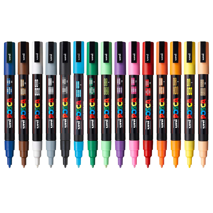 Uni POSCA Marker Pen Set 15 Colored Acrylic Paint - Countless Moments