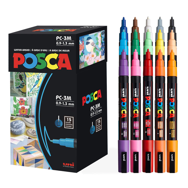 Uni POSCA Marker Pen Set 15 Colored Acrylic Paint - Countless Moments