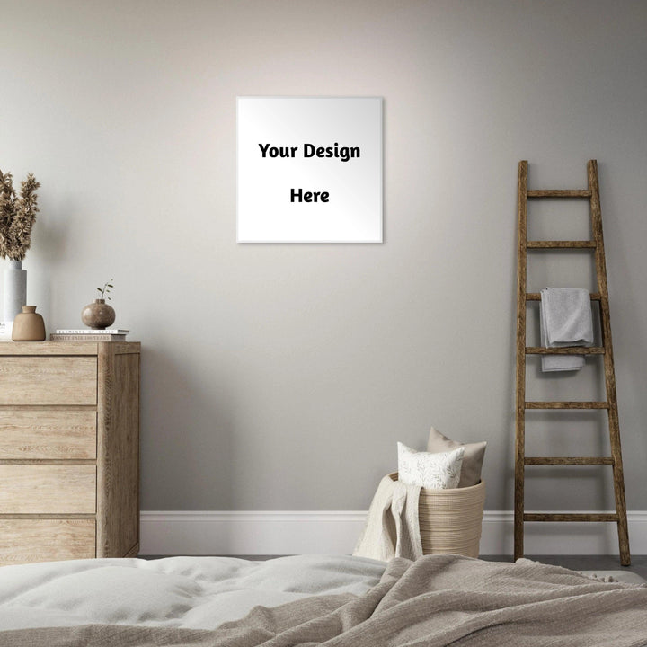 Bedroom interior with a wooden ladder, dresser, and decorative items.